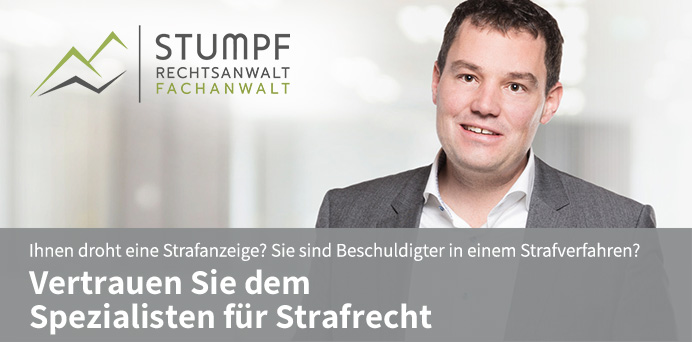 Ihnen droht eine Strafanzeige? Sie sind Beschuldigter in einem Strafverfahren? Vertrauen Sie dem Spezialisten für Strafrecht | Kanzlei Matthias Stumpf